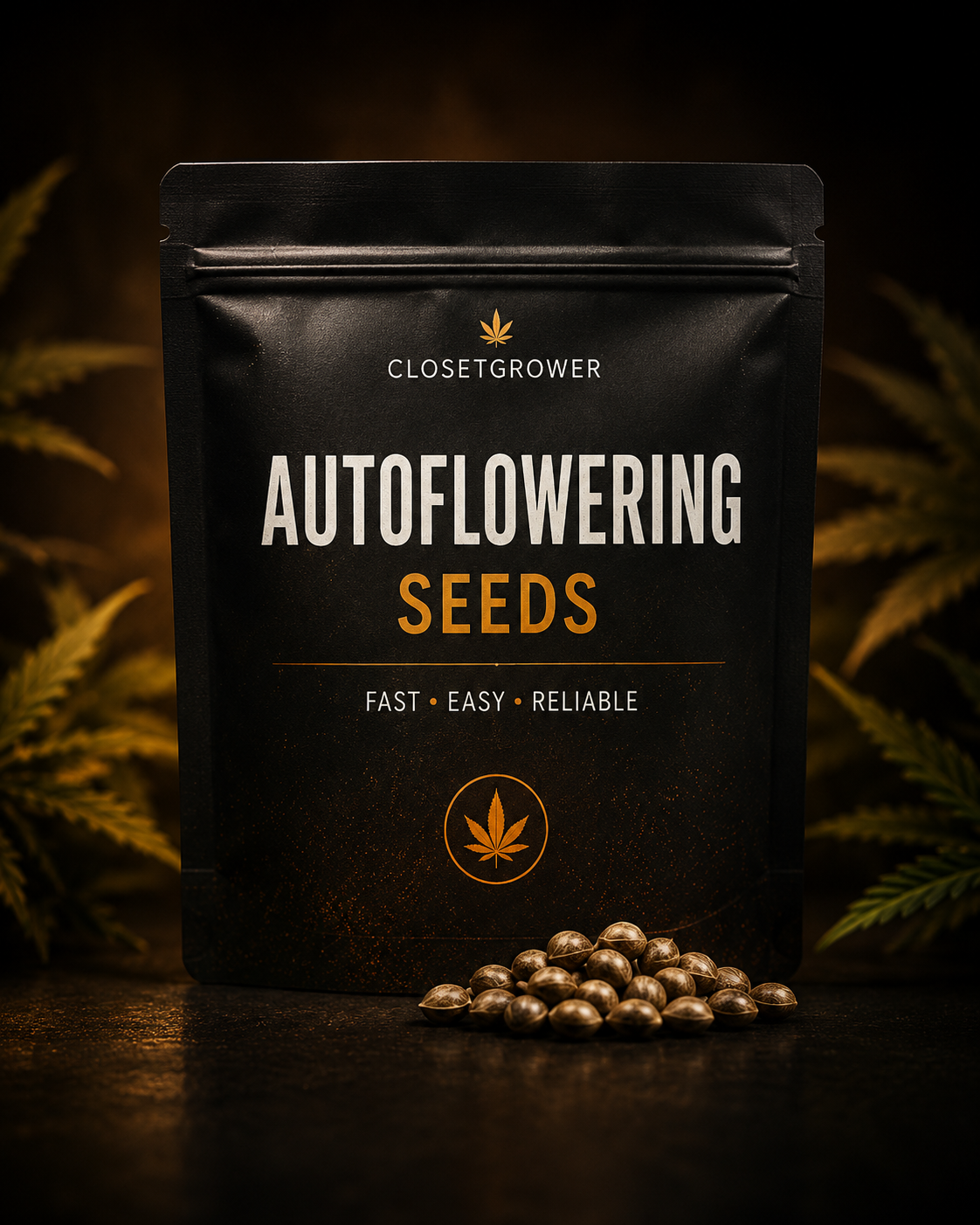 Night Sprint beginner-friendly, low odor, apartment-friendly small-tent autoflowering cannabis seeds in ClosetGrower seed pack
